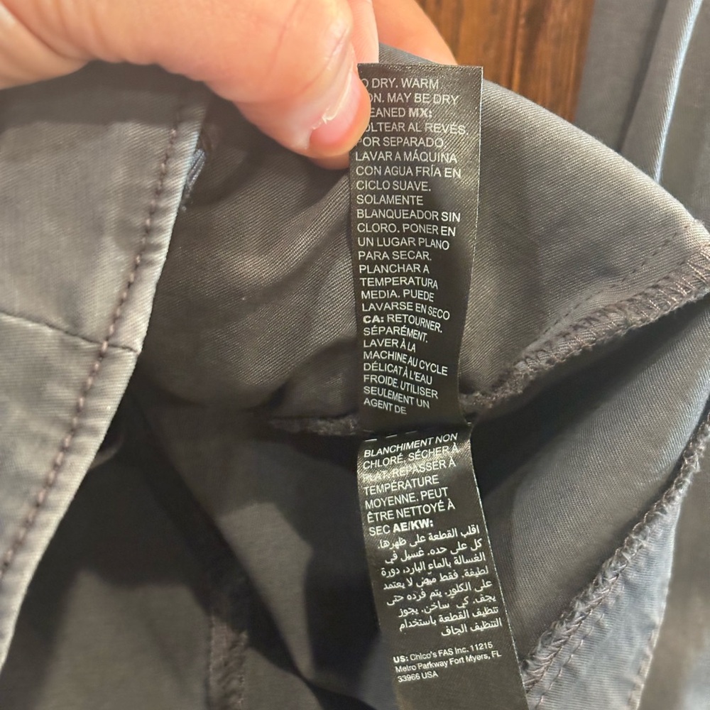 WHBM $160 Metallic Trim Utility Jacket 14 Slate Blue Stretch like new - Picture 9 of 12